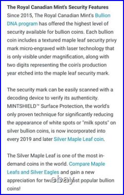 10- 2023 Canada 1 Oz Silver Maple Leaf BU. 9999 Fine Silver