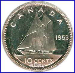10 Cents Canada 1953 Shoulder Fold ICCS PL66 Cameo