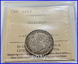 1858 Canada Silver Twenty Cents ICCS MS-62 Coinage Toned Nice Condition