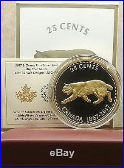 1867-2017 5OZ Big Coin Canada Alex Colville Designs Pure Silver 25 Cent Bobcat