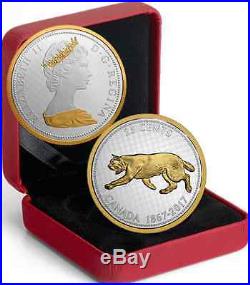 1867-2017 5OZ Big Coin Canada Alex Colville Designs Pure Silver 25 Cent Bobcat
