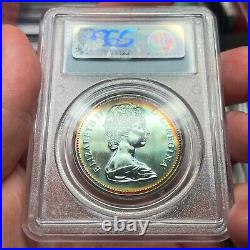 1876-1976 $1 SP67 Toned Canada Library Silver Dollar Beautiful Rainbow Toning