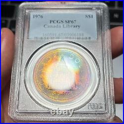 1876-1976 $1 SP67 Toned Canada Library Silver Dollar Beautiful Rainbow Toning