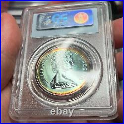 1876-1976 $1 SP67 Toned Canada Library Silver Dollar Beautiful Rainbow Toning