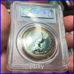1876-1976 $1 SP67 Toned Canada Library Silver Dollar Beautiful Rainbow Toning