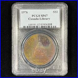 1876-1976 $1 SP67 Toned Canada Library Silver Dollar Beautiful Rainbow Toning