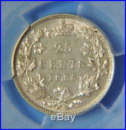 1888 Canada Victoria Silver 25 Cents Coin KEY DATE PCGS AU53 Almost Uncirculated