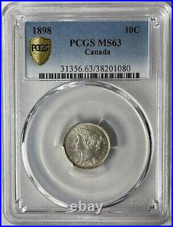 1898 Canada Sterling Silver 10C Dime PCGS MS 63