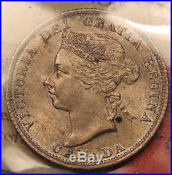 1900 Canada silver 25 cents ICCS MS-62 Uncirculated Queen Victoria Coin