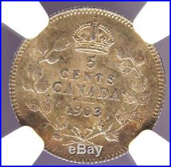 1903 H Canada Five Cents Silver NGC MS-63 5c