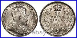 1907 Canada Silver Ten Cents ICCS MS-64 Light Toning Trends $1,350