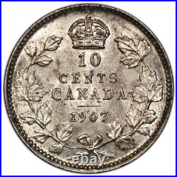 1907 Canada Silver Ten Cents ICCS MS-64 Light Toning Trends $1,350