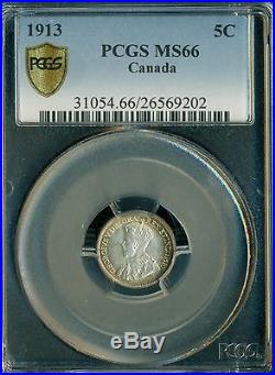 1913 Canada Silver 5 Cent, PCGS MS 66