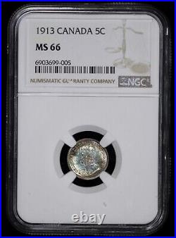 1913 Canada Silver 5c NGC MS 66