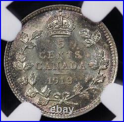 1913 Canada Silver 5c NGC MS 66