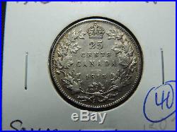 1915 25 Cent Coin Canada King George V Key Date. 925 Silver VF Grade