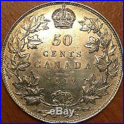 1919 CANADA SILVER 50 CENTS FIFTY CENTS HALF DOLLAR Uncirculated details