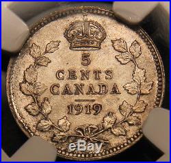 1919 Canada Silver 5 Cents MS65 NGC certified Gem Uncirculated