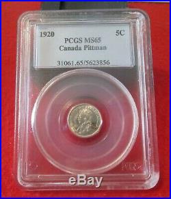 1920 Canada Silver 5 Cents. PCGS MS65 From the Pittman Collection. #MF