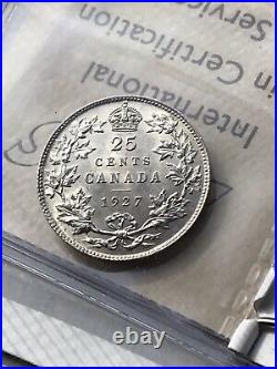 1927 Canada Silver Twenty Five Cent Quarter ICCS MS64WOW
