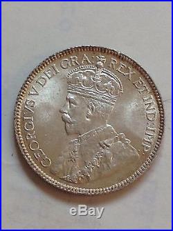 1931 Choice BU Canada Silver 25 Cent Coin Canadian Twenty-Five Cents Quarter