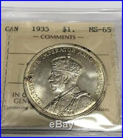1935 $1 Silver Canada Iccs Rs589 Ms65 Ms65 Ms65 Beauty