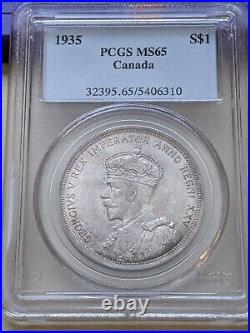 1935 Canada $1 Silver Dollar PCGS MS 65