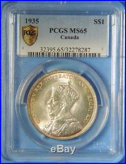 1935 Canada George V Silver Dollar Coin PCGS MS65 GEM BU Brilliant Uncirculated