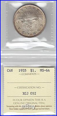 1935 Canada Silver $1 Dollar ICCS MS-64