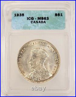 1935 Canada Silver Dollar $1 ICG Certified MS63 L@@K Amazing