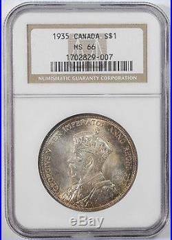 1935 Canada Silver Dollar NGC MS66 Toned One Year Type (Inv 2935)