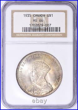 1935 Canada Silver Dollar NGC MS66 creamy original skin & tone old holder GEM