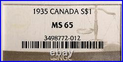 1935 Canada Silver Dollar NGC MS 65 Nice Original Toning