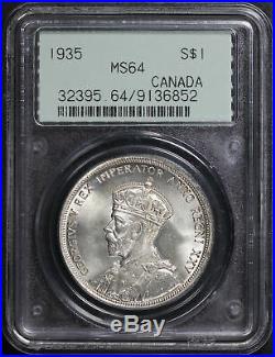 1935 Canada Silver Dollar PCGS MS-64 Old Green Gasket Holder