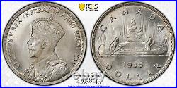 1935 Canada Silver Dollar White PCGS MS 64 Scarce & Tougher Than You Think