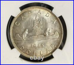 1935 S$1 Silver Dollar George-v Canada Gem-bu Ngc Ms65 Rarity R4 255/66 Low Pop