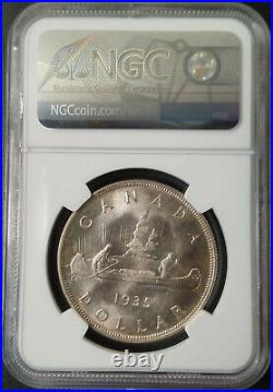 1935 Silver Dollar George-v S1$ Canada Km# 30 Low-pop Ngc Ms-65 Highest-grades