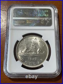 1935 Silver Dollar George-v S1$ Canada Near Gem Bu Ngc Ms64 Blast White