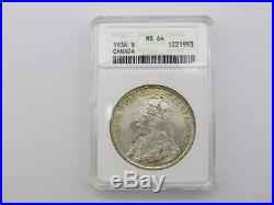 1936 $1 Coin Canada George V One Dollar. 800 Silver Anacs Ms 64 Grade #1221993