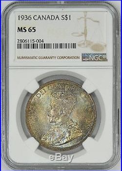 1936 Canada George V Silver Dollar $1 NGC MS65
