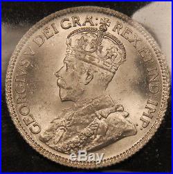 1936 Canada Silver 25 cents MS-64 ICCS Blast White, Near Gem Uncirculated Coin
