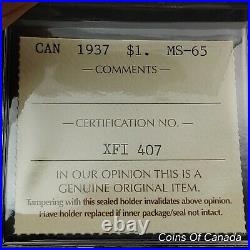 1937 Canada $1 Silver Dollar ICCS MS-65 Blast White Stunner! #coinsofcanada