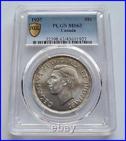 1937 Canada $1 Silver Dollar PCGS MS63 Choice Unc CU Classic Coin
