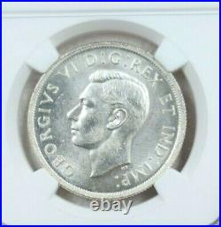 1937 Canada Silver 1 Dollar Doubled Die HP Ngc Ms 64 Scarce Variety Top Pop 1