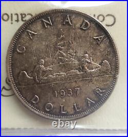 1937 Canada Silver Dollar Certified Ms64 King George VI 1 Dollar