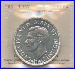 1937 Canada Silver Dollar Specimen ICCS SP64