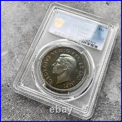 1937 Mirror Specimen Canada 1 Dollar Silver Coin One PCGS SP 65+ Rainbow Toning