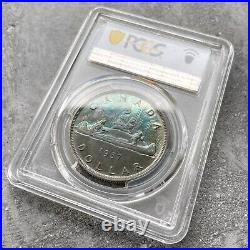 1937 Mirror Specimen Canada 1 Dollar Silver Coin One PCGS SP 65+ Rainbow Toning