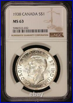 1938 Canada $1 One Dollar Silver Coin NGC MS 63 KM# 37