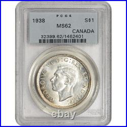 1938 Canada Silver Dollar $1 PCGS MS62